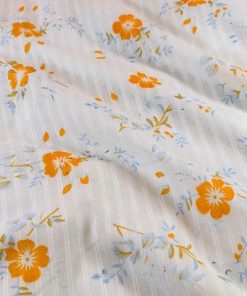 Voile Baumwolle Blumendruck – weiß/Farbmix