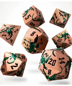 Viridian Flame Metal RPG Dice Set