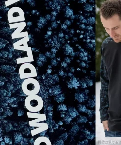 Swafing Panel French Terry Stoff – Woodland by Thorsten Berger in schwarz, jeansblau – Öko-Tex-100