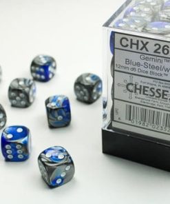 Gemini 12mm d6 Blue-Steel/white Dice Block (36 dice)