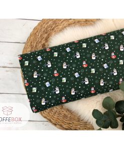 Reststück 55cm Jersey Stoff – Pinguin Muster (tannengrün)